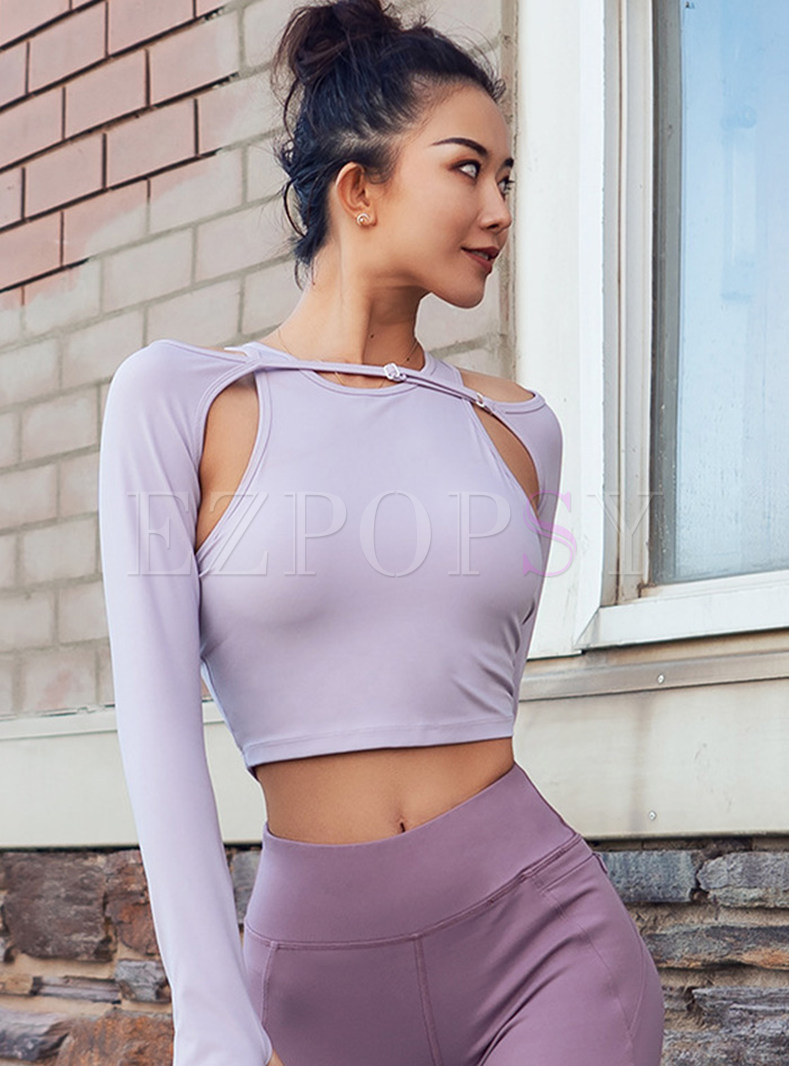 Brief Long Sleeve Tight Active Tops for Women