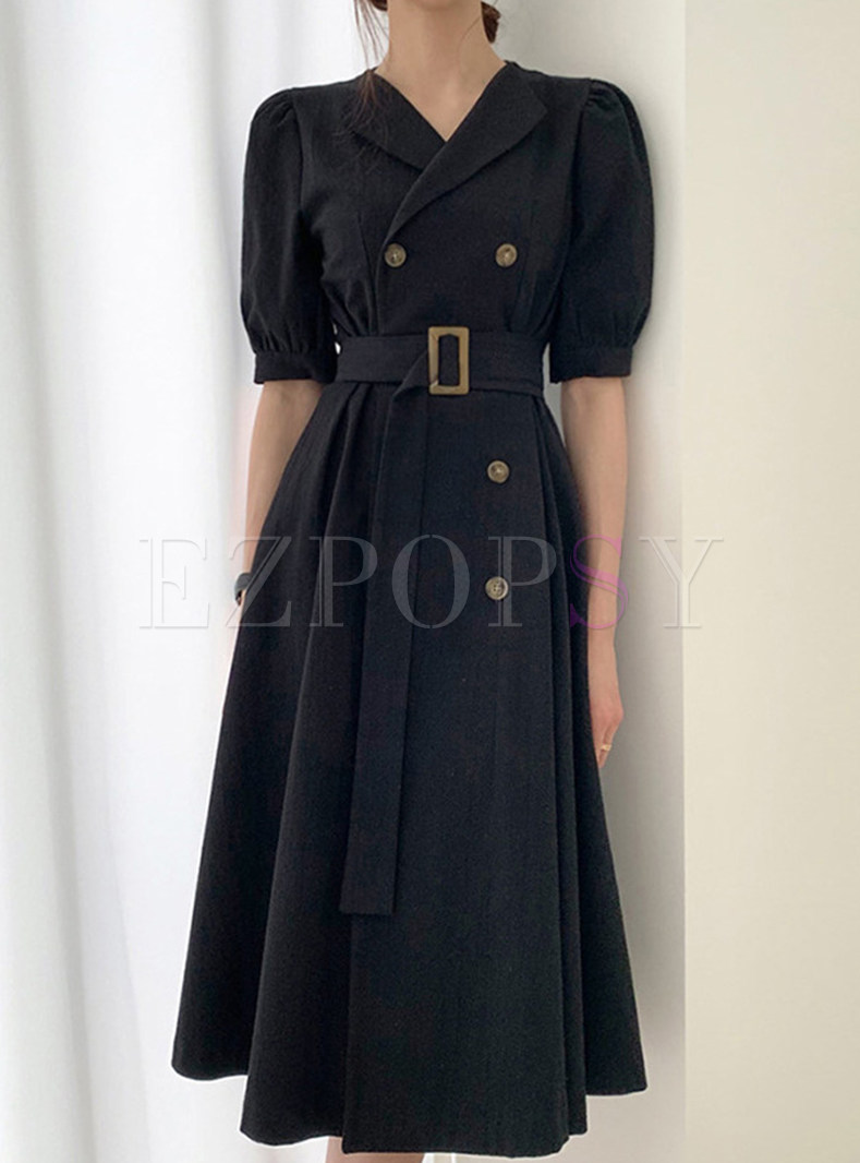 Notched Collar Fashion Double-Breasted Blazer Dresses