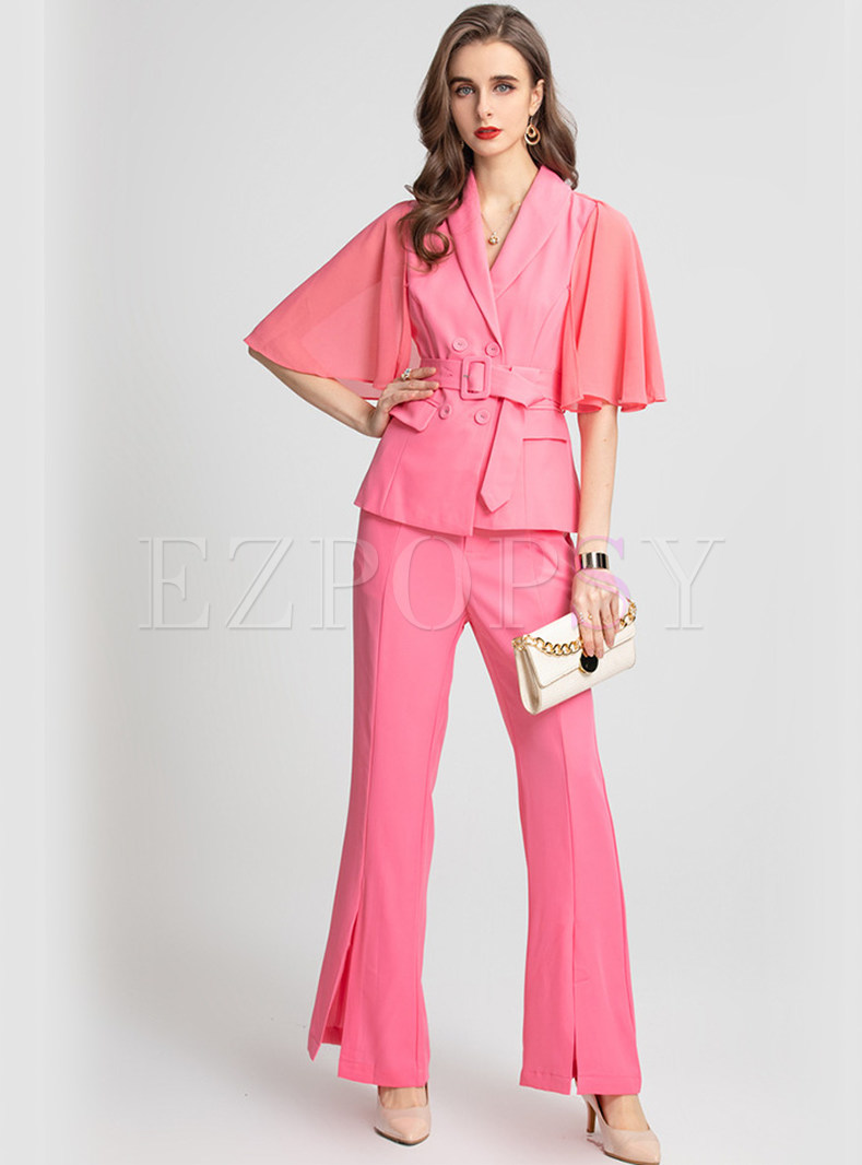 Hot Circular Cape Evening Pant Suits For Ladies