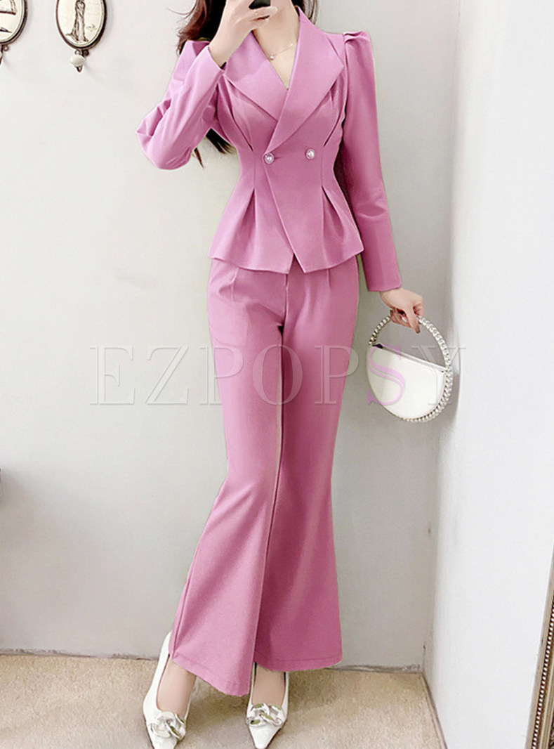 Office Tailored Blazer & Suit Pants For Women