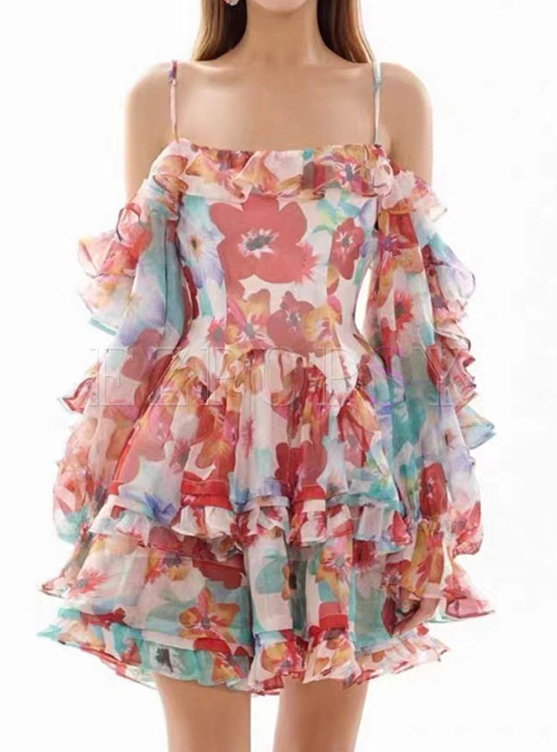 Sweetie Off-The-Shoulder Ruffles Mini Dresses