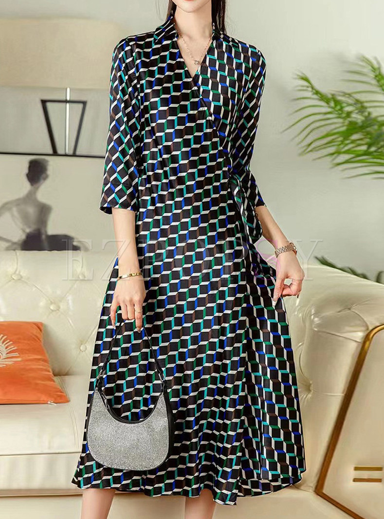 Premium Geometric Elegant Wrap Dresses