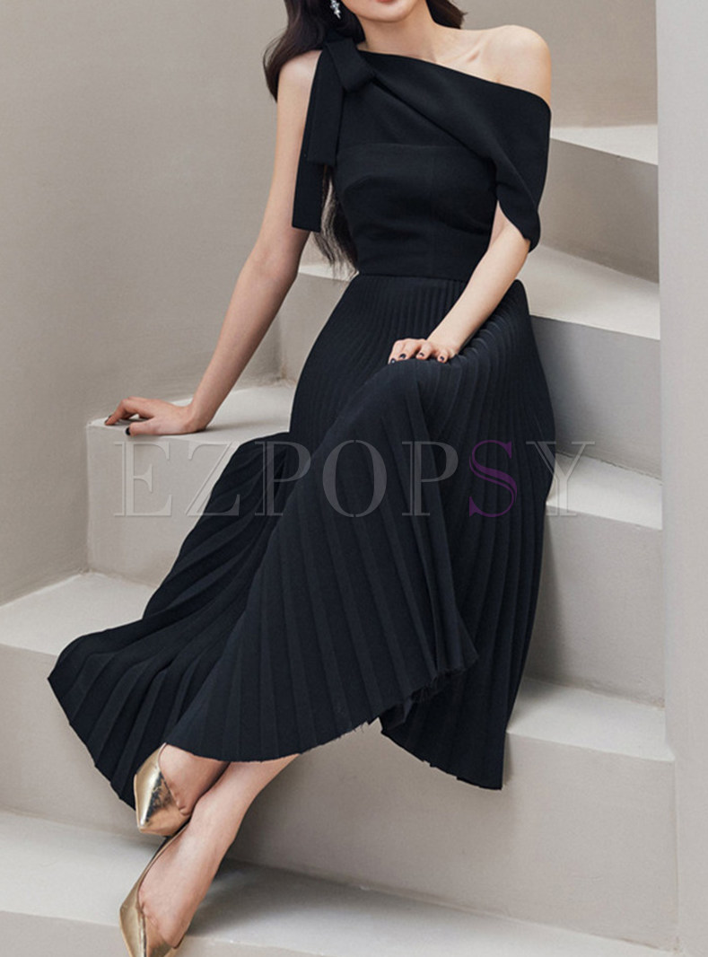 One Shoulder Sexy Pleated Dresses