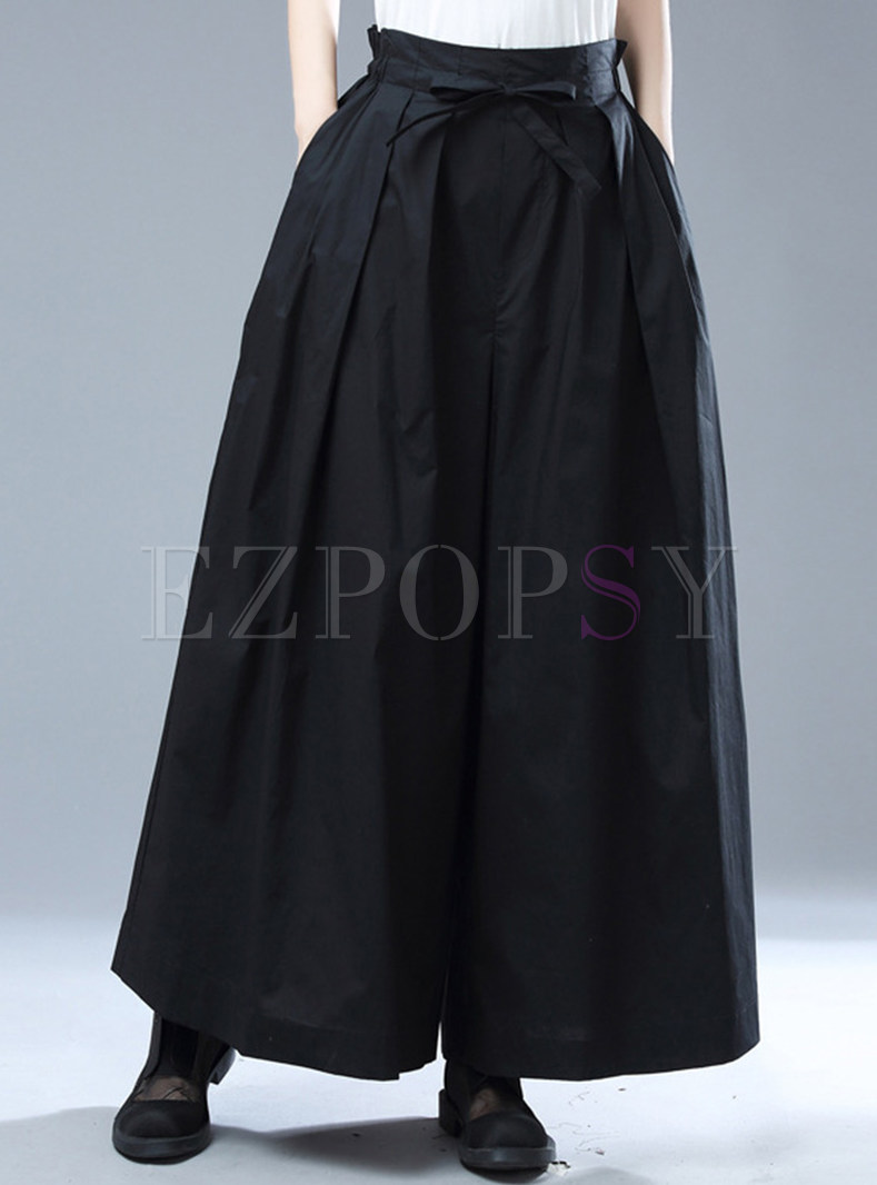 Relaxed Oversize Solid Color Culottes Pants