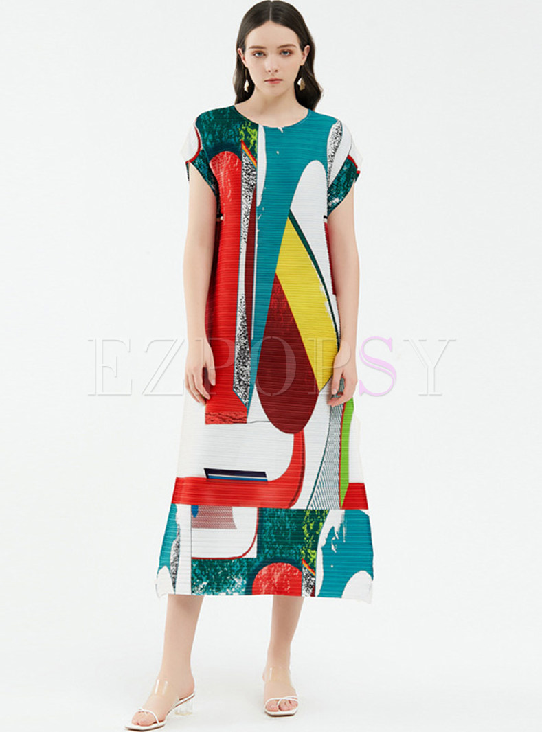 Chicwish Patchwork Oversize Short Sleeve Midi Dresses