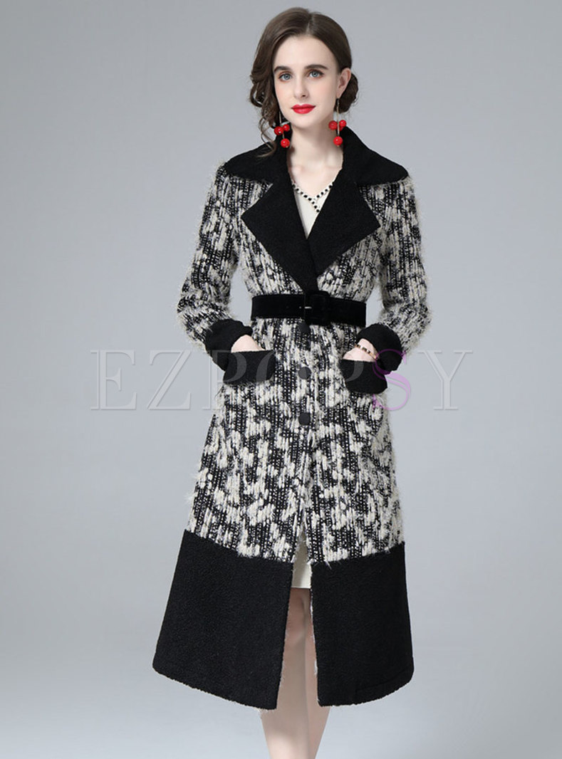 Women's Elegant Wool Black Long Coat