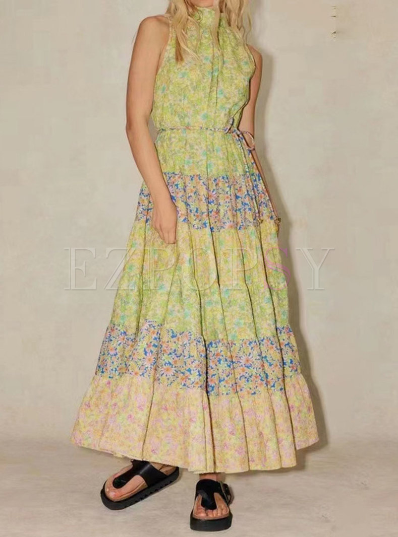 Women's Sleeveless Floral Maxi Dressse
