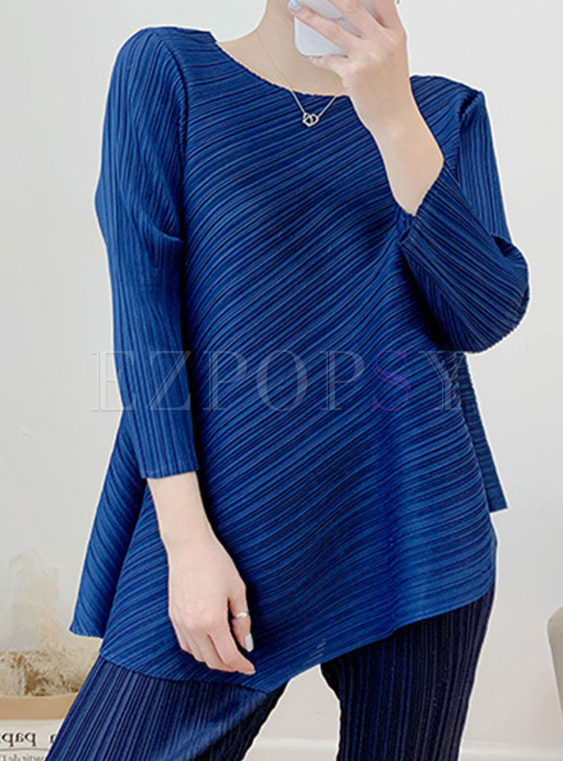 Slouchy Asymmetrical 3/4 Sleeve Dressy Tops For Women