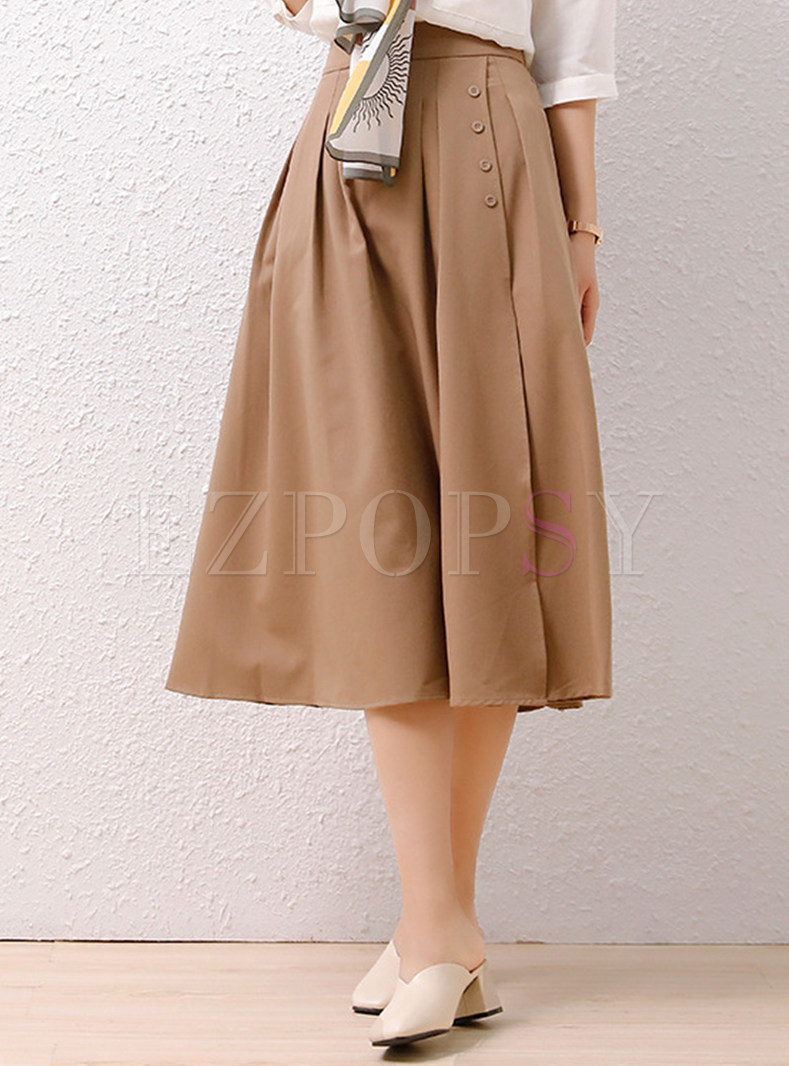 Minimalist Solid Color Big Hem Midi Skirts For Women