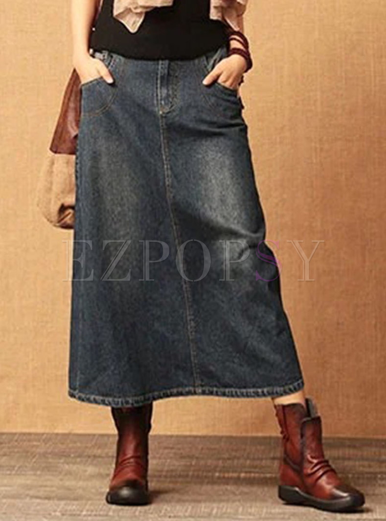 Women's Vintage Casual Denim Skirts