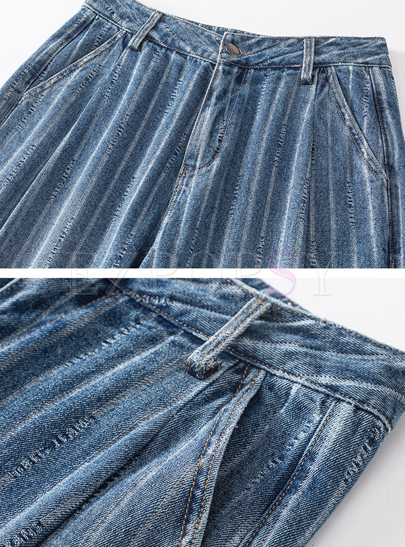 Pants | Pants | High Waisted Striped Baggy Jeans Women