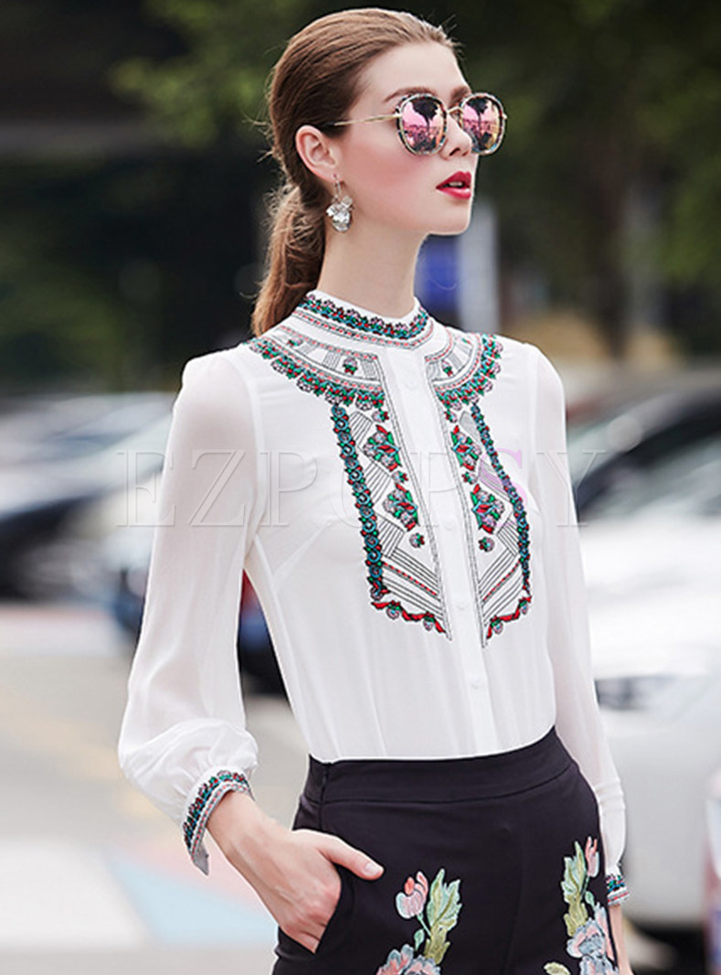 Vintage Pretty Embroidered Ladies Blouses