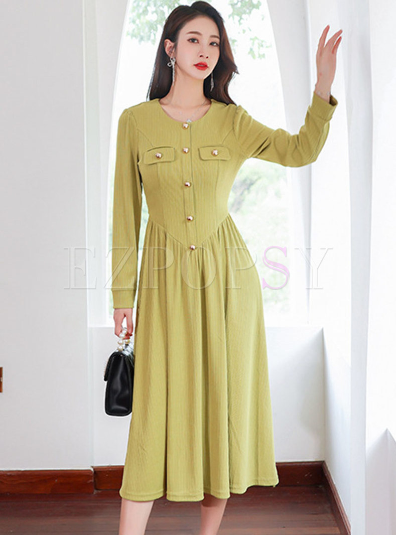 Women's Long Sleeve Casual Midi Dresses