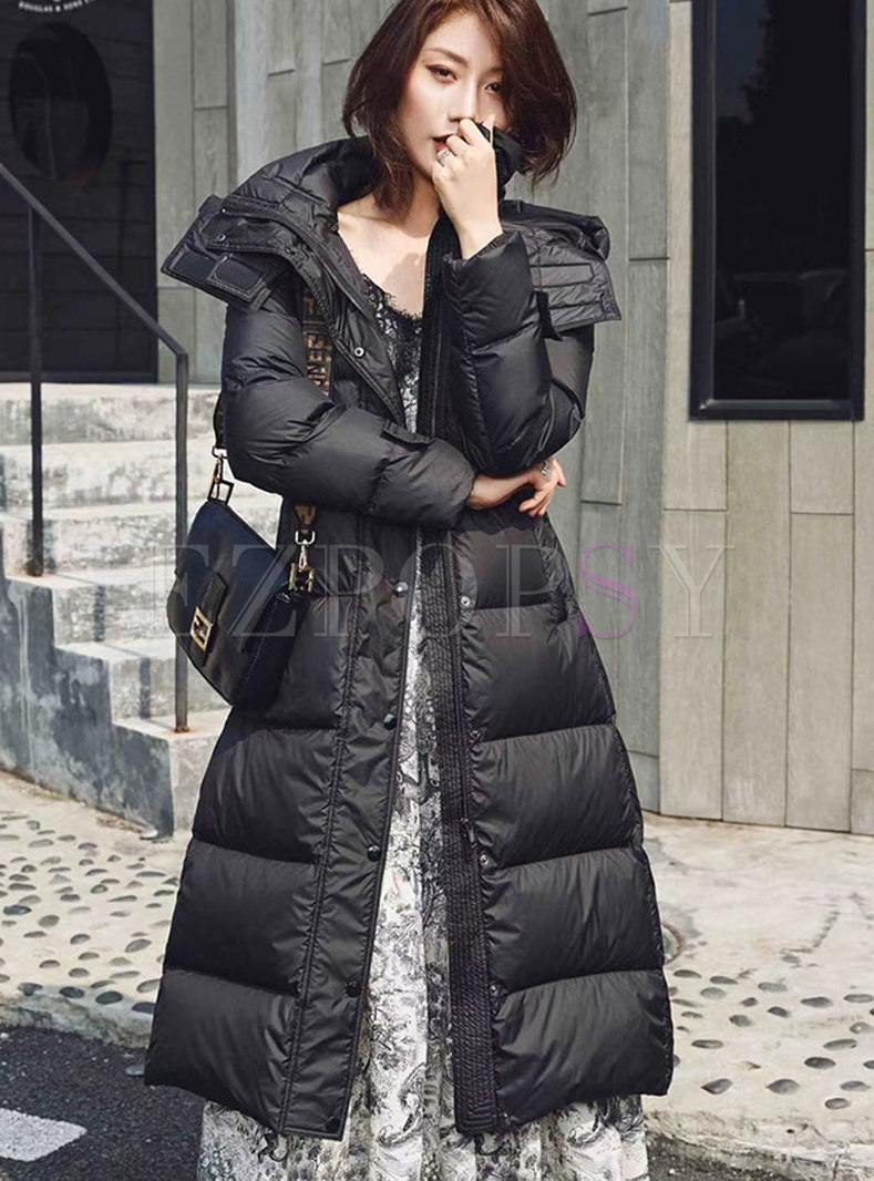 Outwear | Down Coats | Women's Hooded Long Puffer Coat