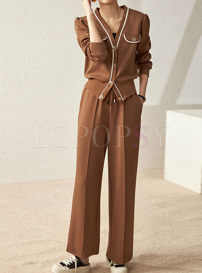 Chicwish V-Neck Single-Breasted Contrasting Women'S Pant Suits