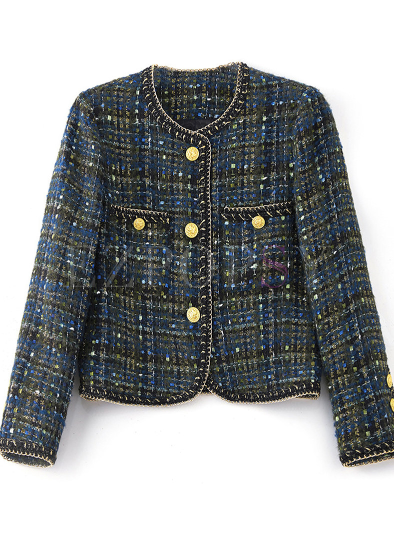 Outwear | Jackets/Coats | Vintage Crewneck Contrasting Tweed Cropped ...