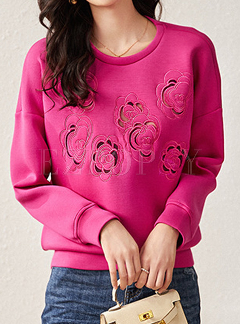Comfort Cut-Out Open Floral Sweatshirts For Women