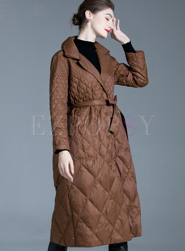 Vintage Large Lapels Belted Womens Winter Coats