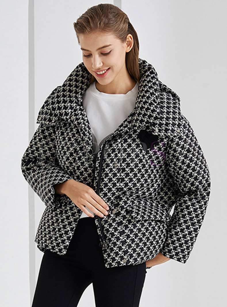 Women's Relaxed Printed Oversize Chunky Cropped Puffer Jackets