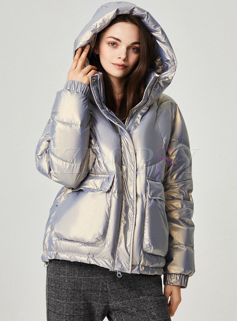 Hooded Fashion Thickened Cropped Down Jackets For Women