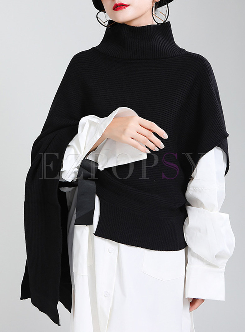 Fashion Batwing Sleeve High Neck Sweaters For Women