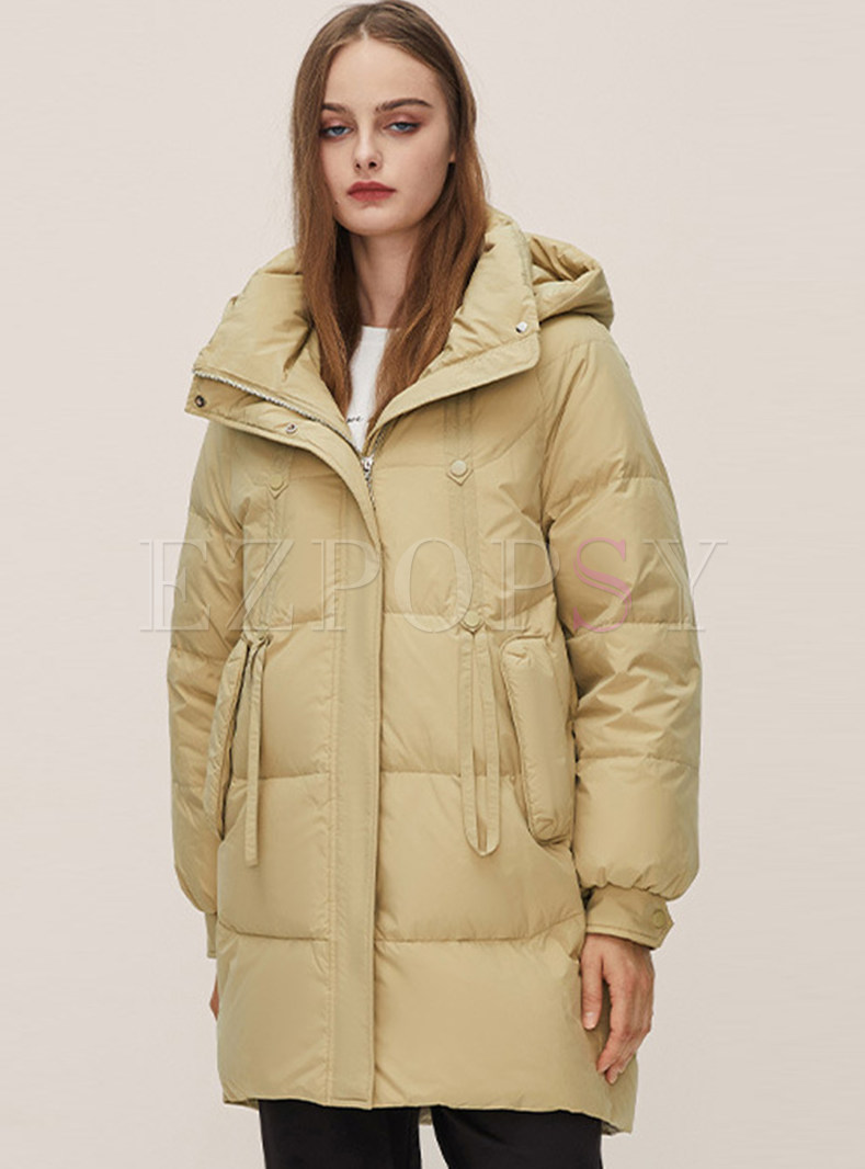 Hooded Comfort Mid Insulated Fluffy Women's Puffer Coats