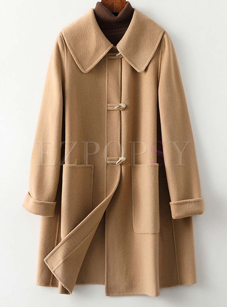 Women's Long Sleeve Wool Loose Coat