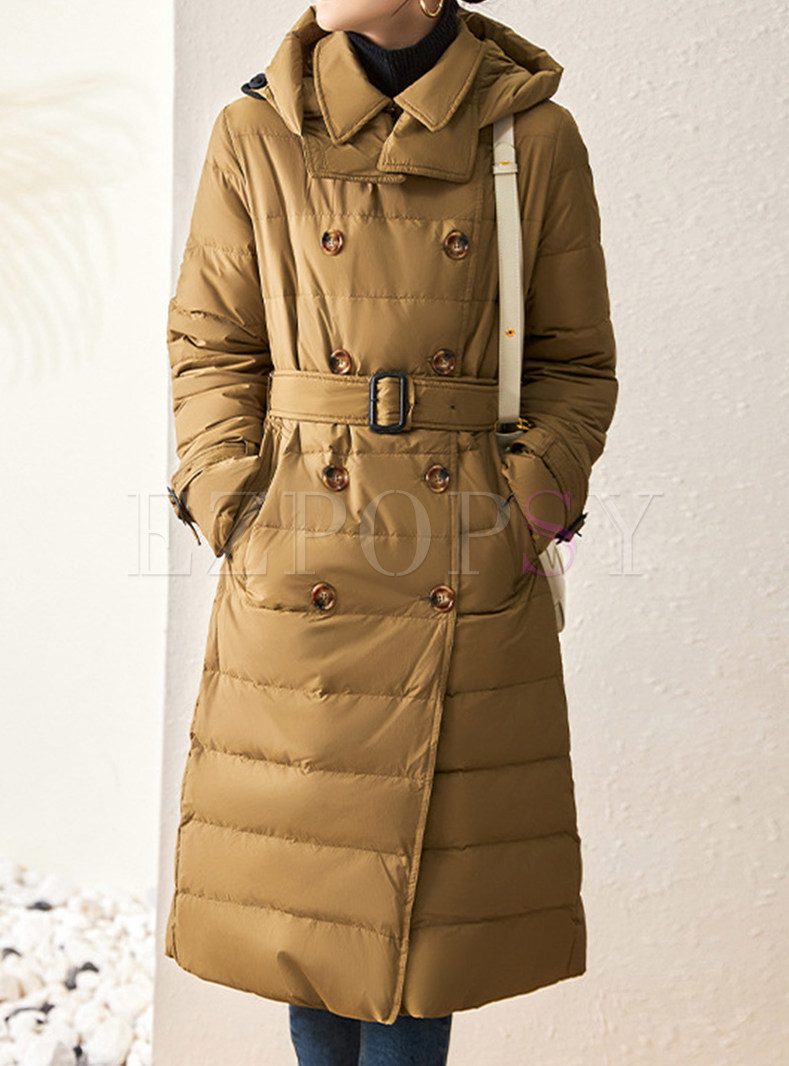 Women's Hooded Insulated Warm Down Coats With Belt