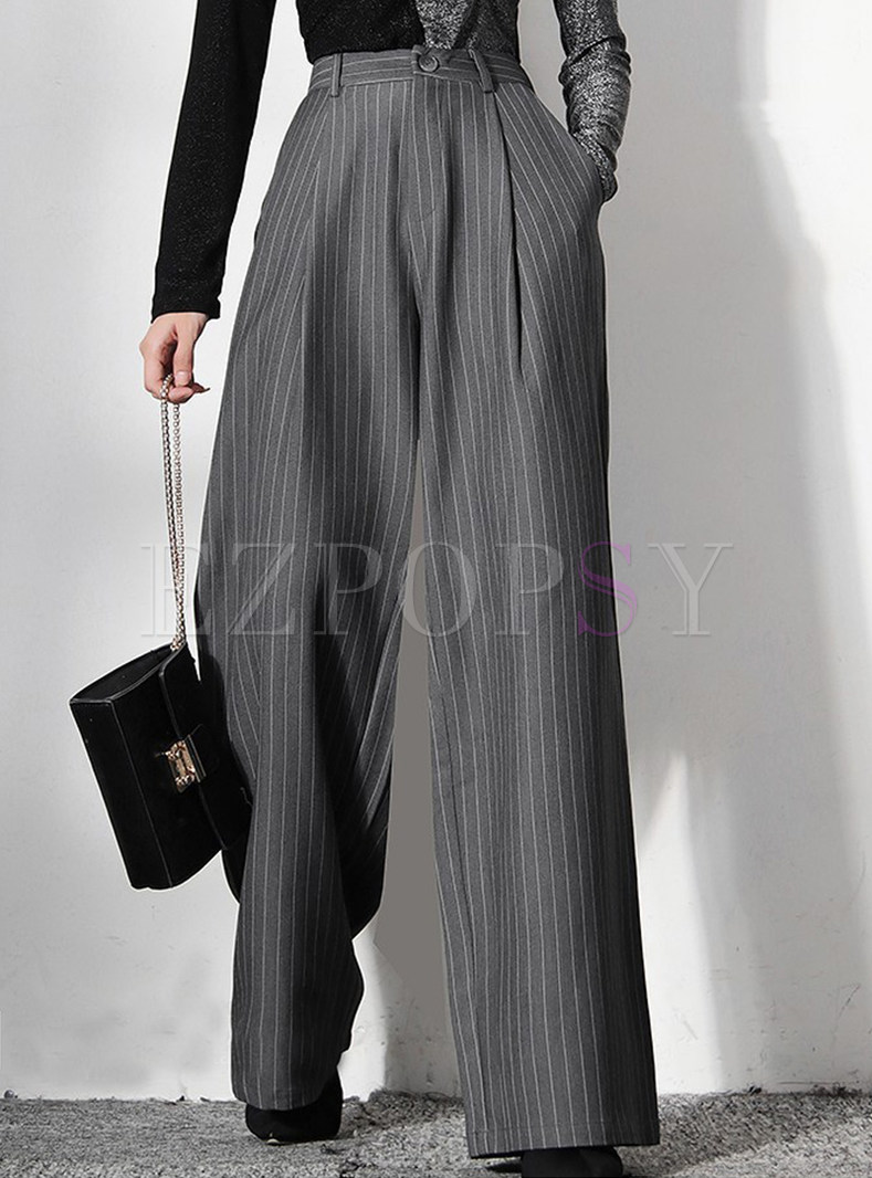 Quality High Waisted Striped Wide Leg Pants For Women
