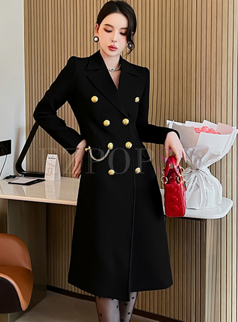 Luxe Large Lapels Double-Breasted Womens Winter Coats