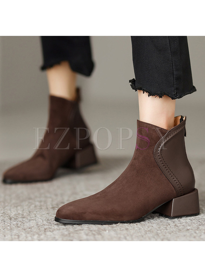 Chicwish Pointed Toe Patch Womens Boots