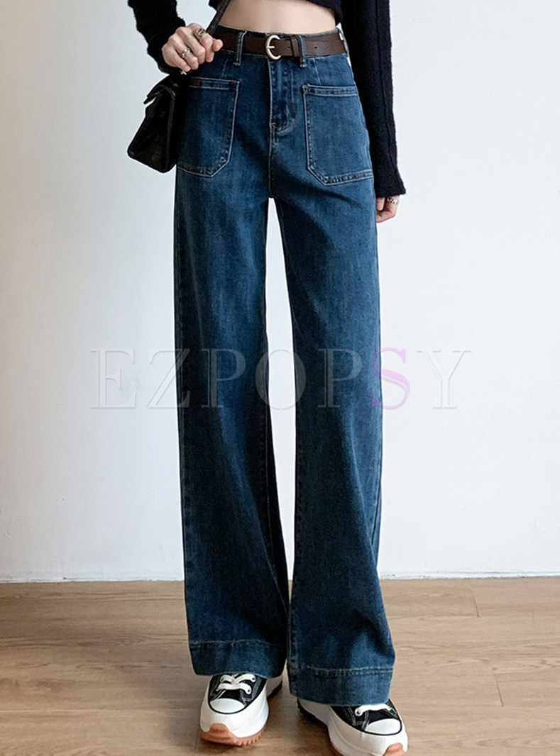 Classic-Fit Boxy High Waisted Baggy Jeans For Women