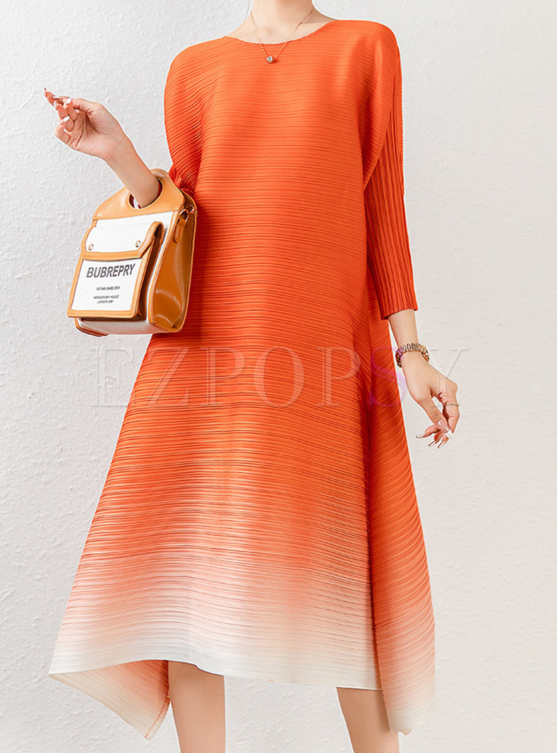 Classic-Fit 3/4 Sleeve Gradient Casual Dresses