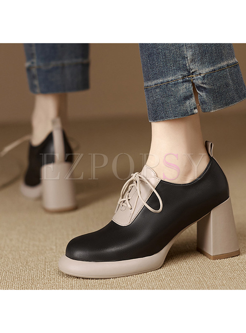 Comfortable Lace-Up Fastening Contrasting High Heels For Women