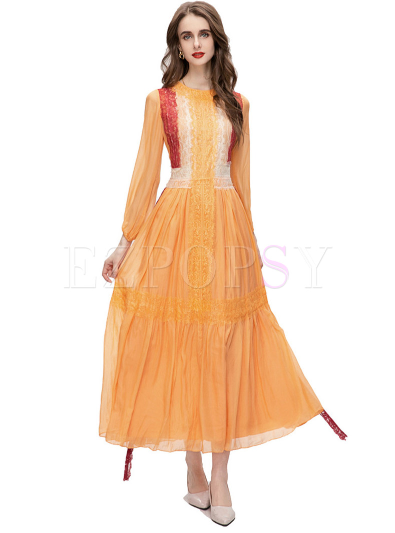 Elegant Waisted Long Sleeve Maxi Dresses