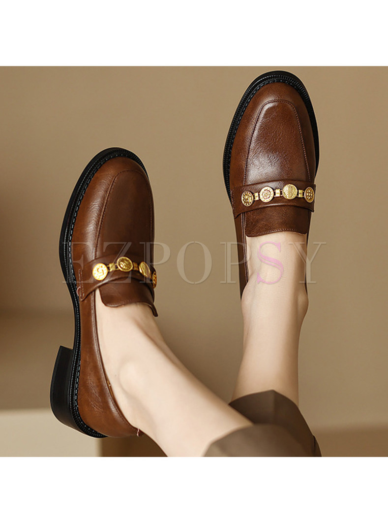 Business Ladies Round Toe Loafer Flat