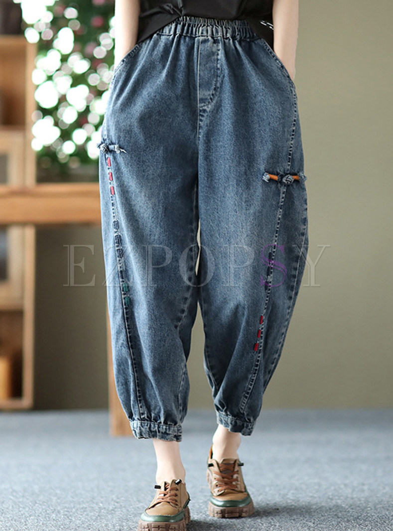 Vintage Soft Loose High Rise Jeans For Women