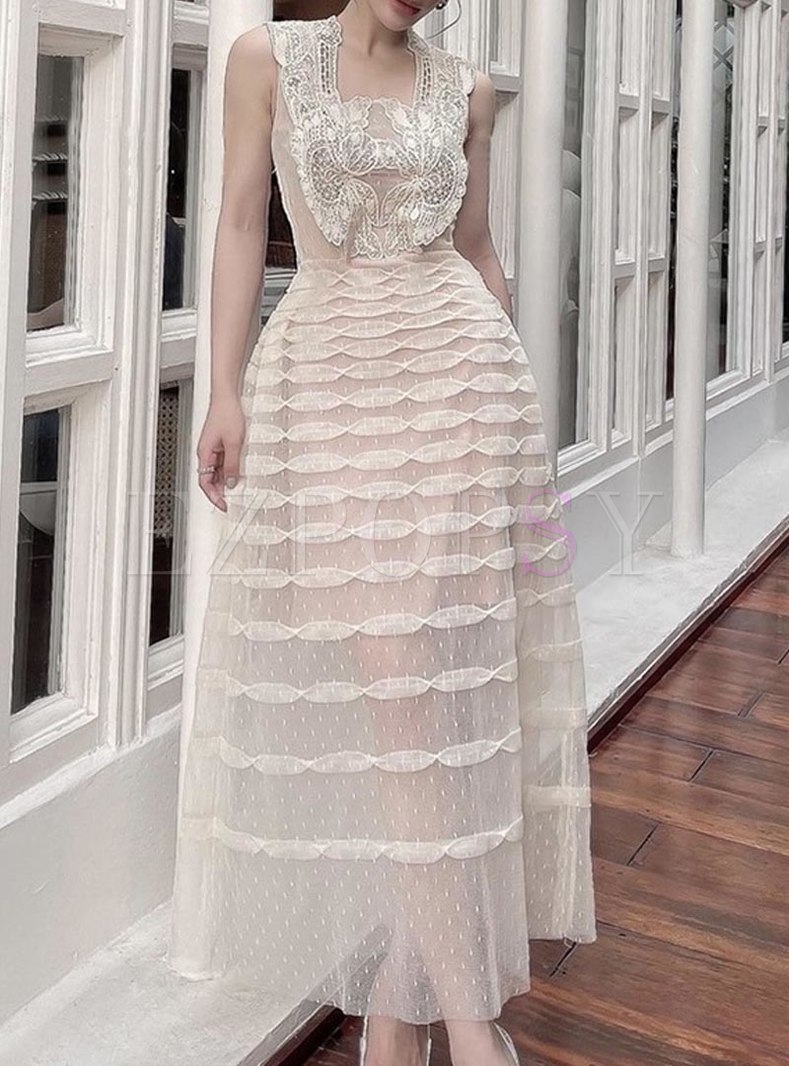 Romantic Bow-Embellished Sleeveless Maxi Dresses