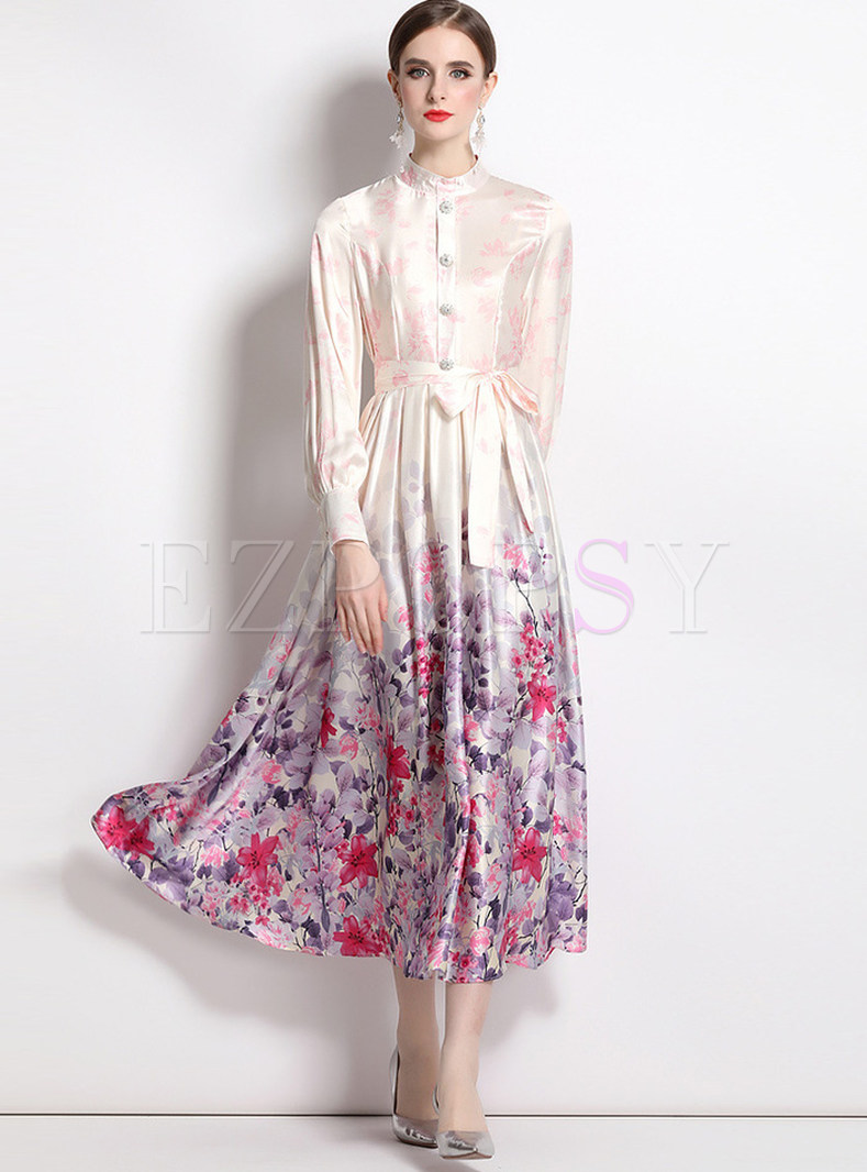 Spring Floral Print Party Dress