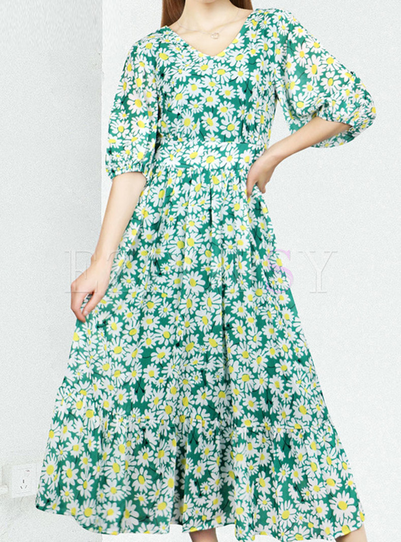 Chicwish Puff Sleeve Floral Resort Dresses