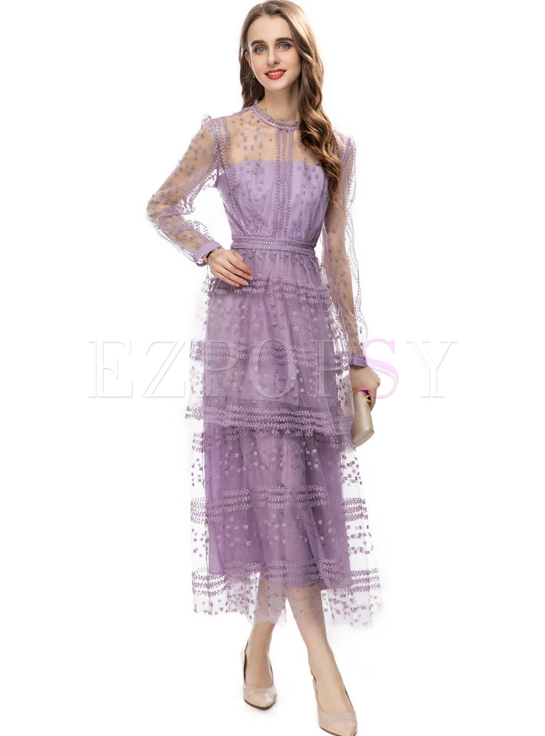 Dreamy Long Sleeve Tulle Layered Dresses