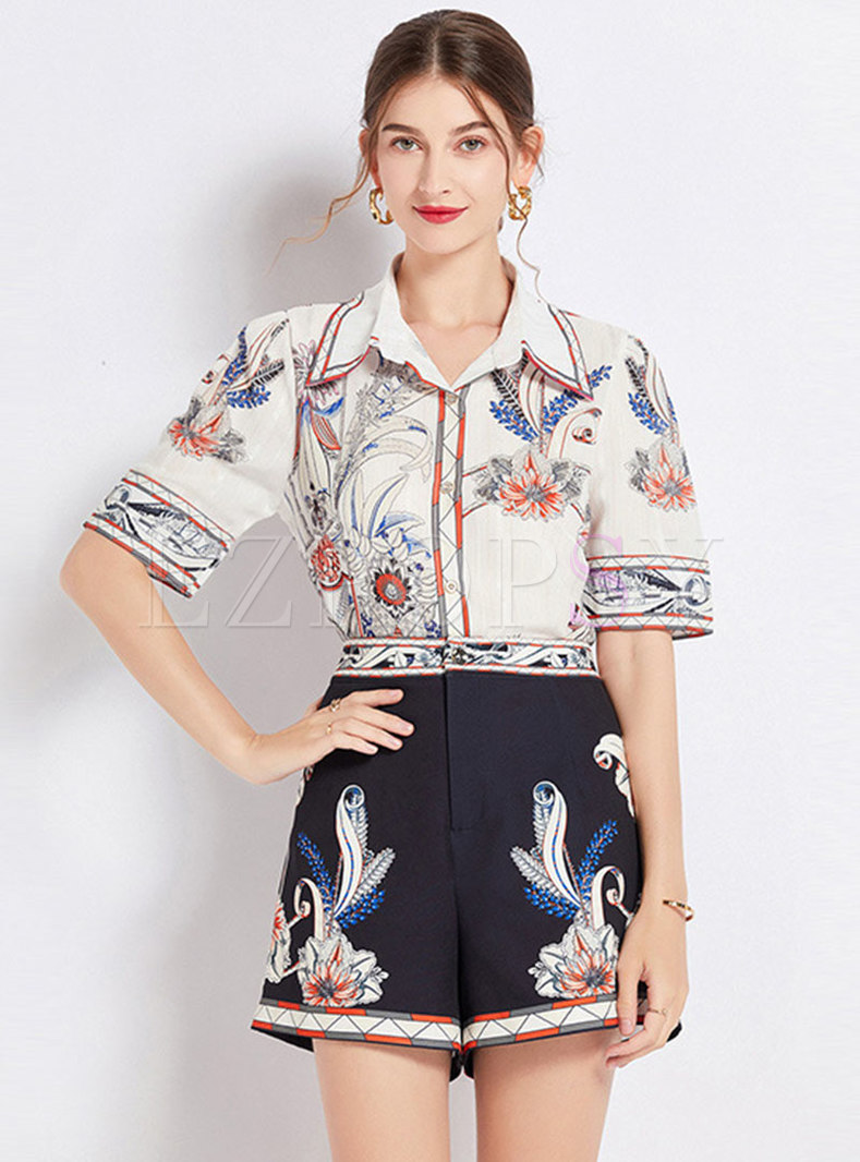Glamorous Summer Printed Women'S Pant Suits