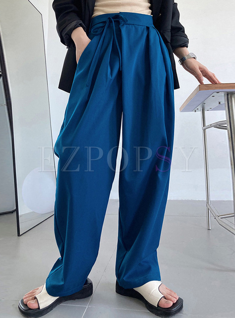 Loose Tie Front Bootcut Pants For Women