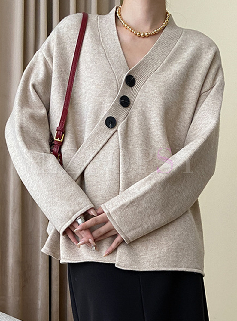 Fashion Button Front Women Knit Cardigan