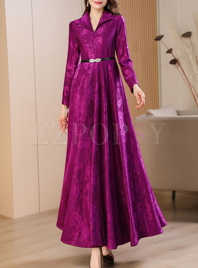 Classy Satin Jacquard Long Dresses