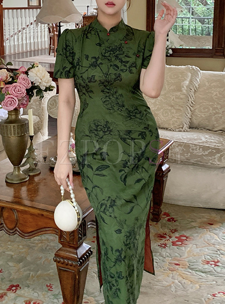 New Printed Modern Cheongsam Dresses