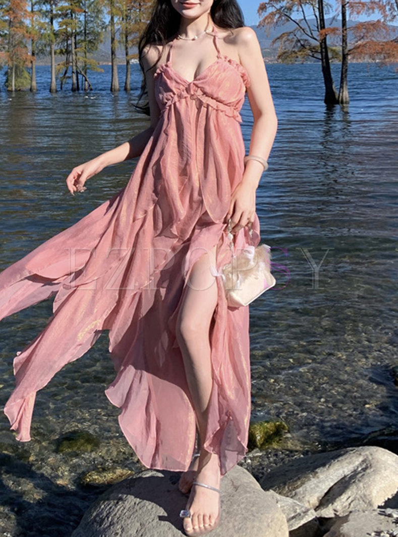 Fairy Irregular Hem Long Beach Dresses