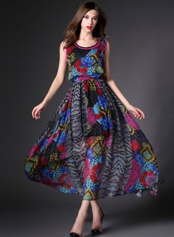Dresses | Maxi Dresses | O-Neck Sleeveless Summer Silk Maxi Dress