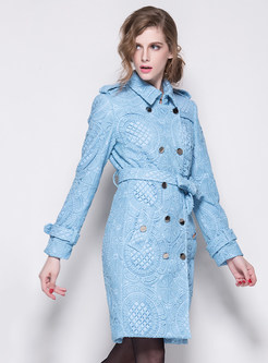 Solid Color Embroidery Lapel Coat
