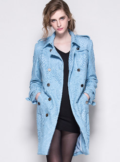 Solid Color Embroidery Lapel Coat